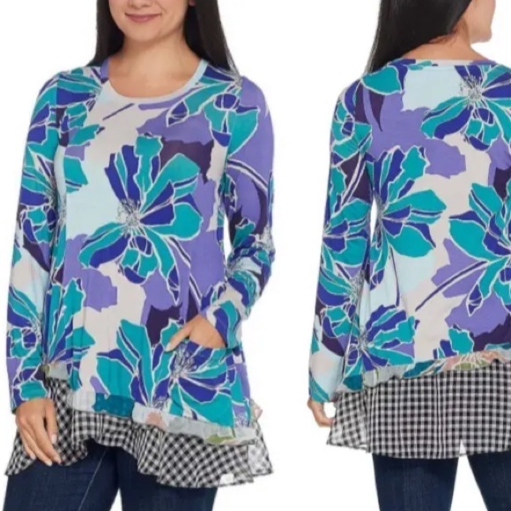 Logo by Lori Goldstein Printed Tunic with Asymmetrical Hem